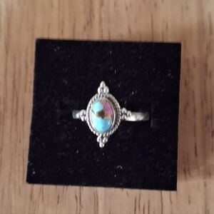 Ring Cotton Candy Turquoise and Sterling Silver Ring Size 7